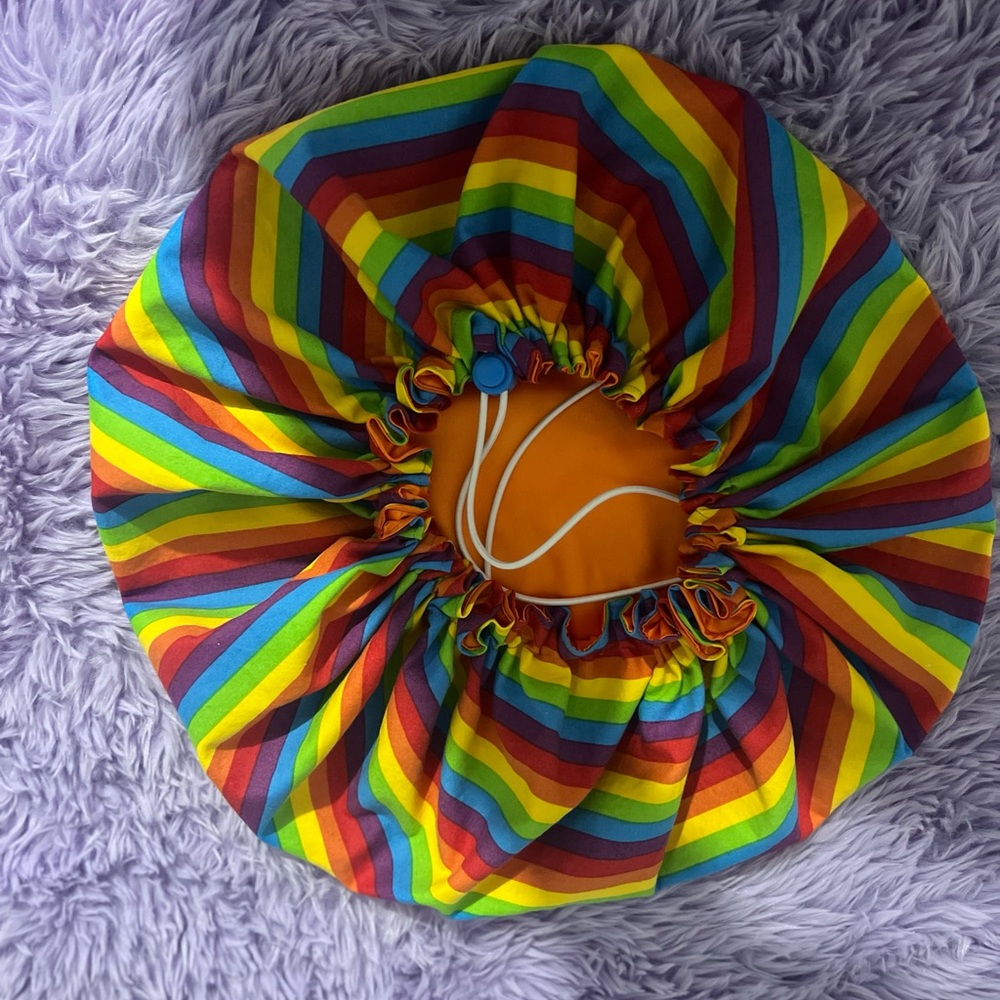 Pride rainbow satin lined adjustable bonnet